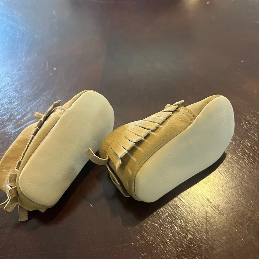 Old Navy Tan Moccasins with Fringe Detail
